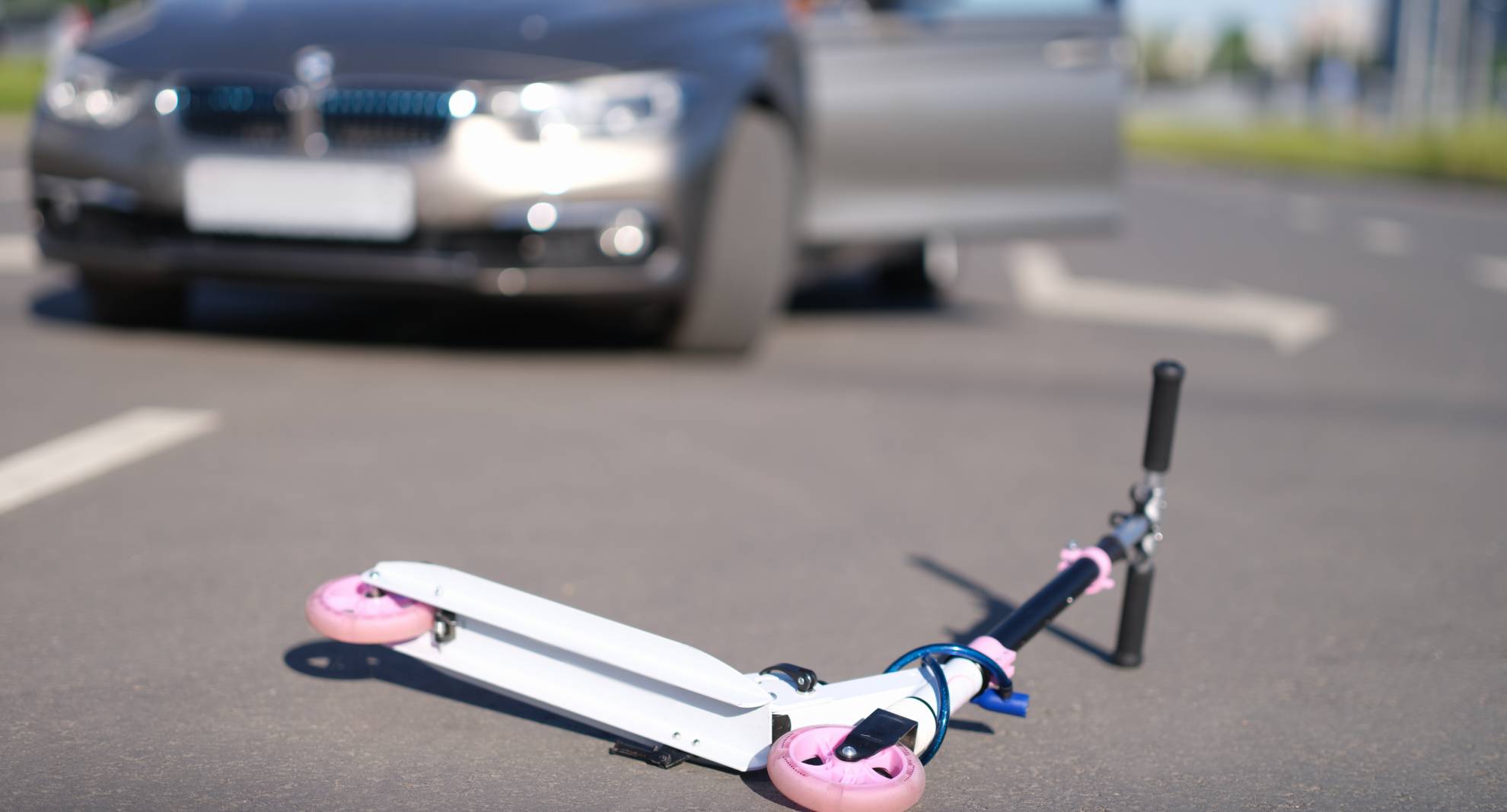 A car hit a person showing a road accident where a pedestrian got hurt and now he is eligible for pedestrian accident loans
