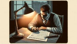 Illustration of a person filling out a funding application form