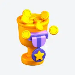 Golden trophy with coins representing A+ BBB rating and award-winning legal funding services