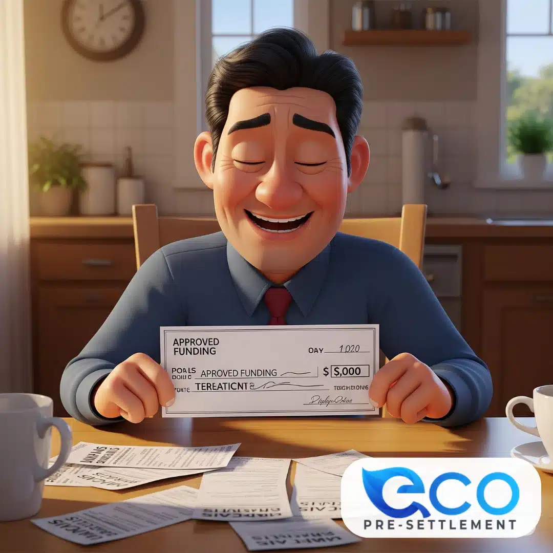 Accident victim receiving pre-settlement funding from top legal funding company for bill relief