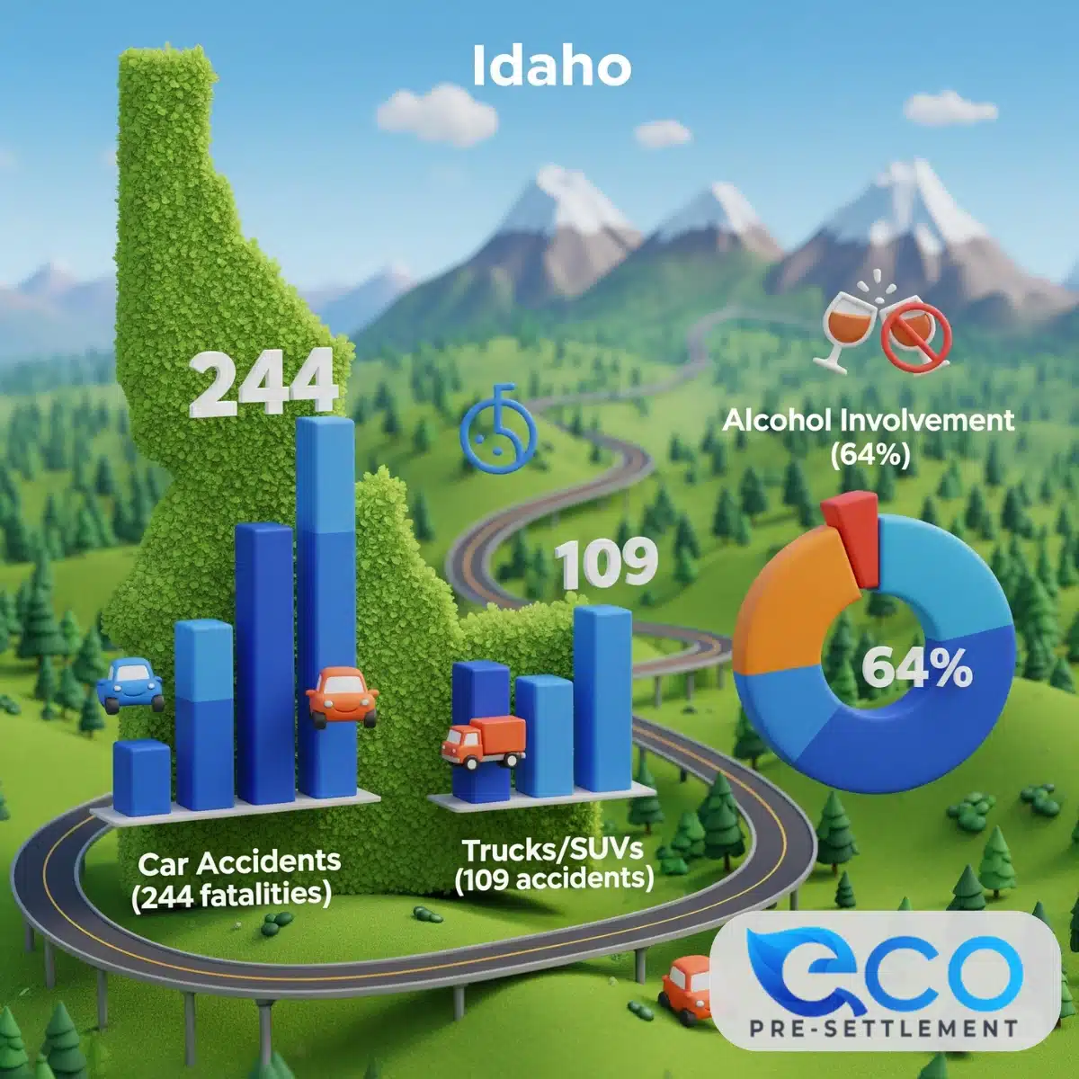 Idaho personal injury accident statistics showing need for pre-settlement funding support